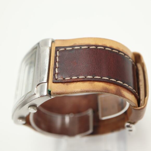 Kenneth Cole Reaction Mens Dual Time Multi Dial Tank Watch 38mm Leather Strap - Picture 10 of 16